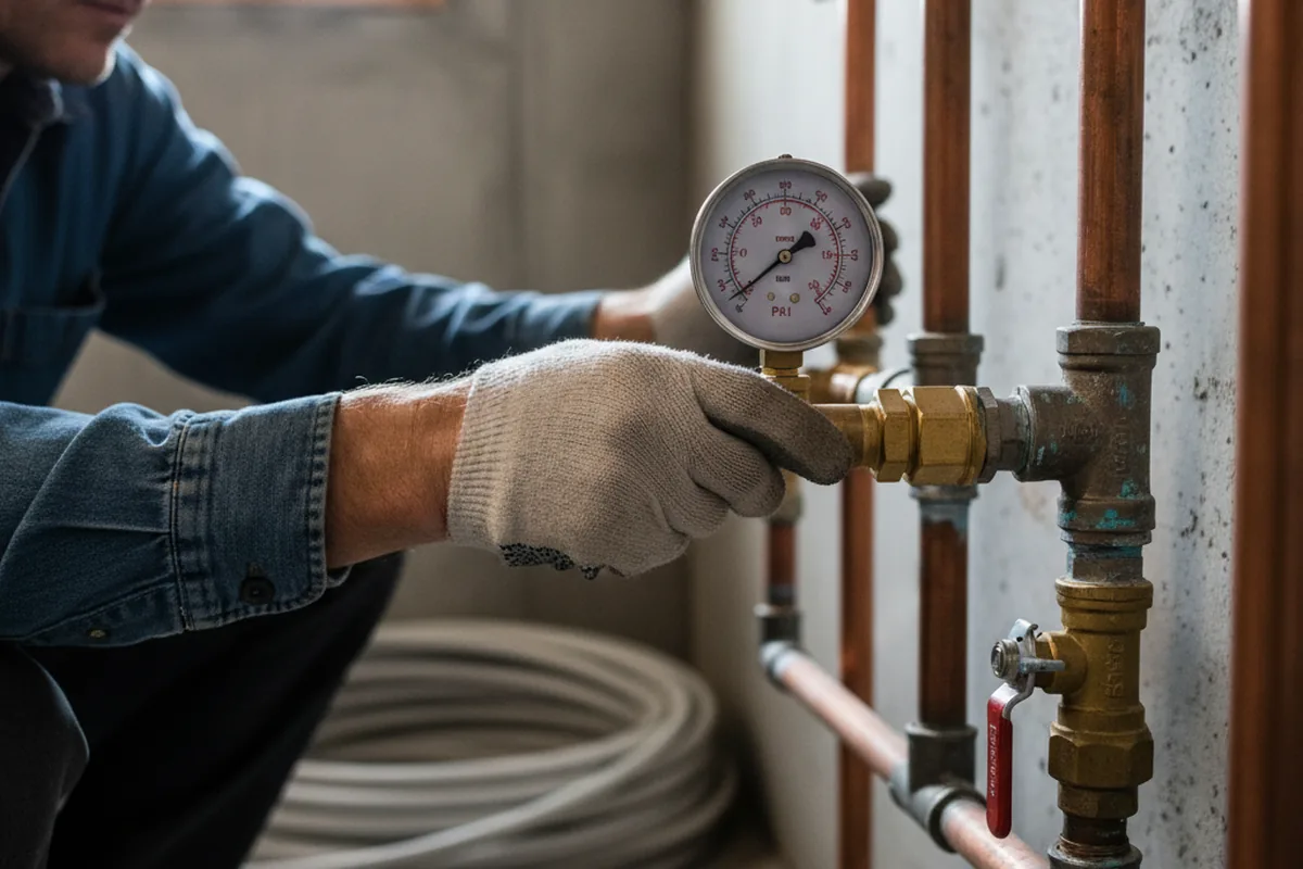 Pressure testing a repaired line during Water Line Repair in Kingsport